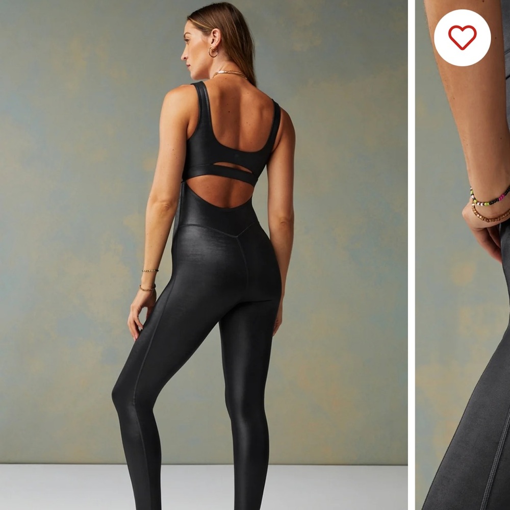 Brand new Fabletics jumpsuit black shine size L